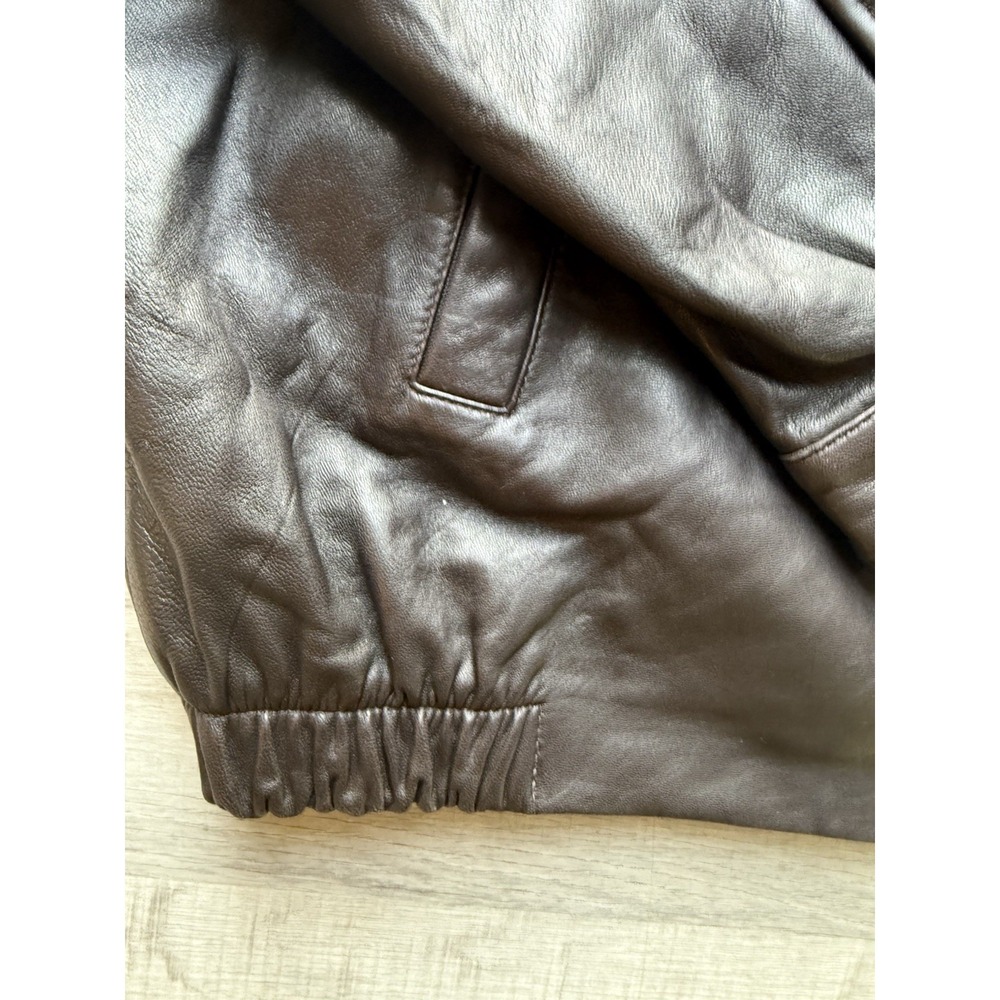 Brooks Brothers Leather Harrington Jacket Size XL Dark Brown/light Black Zip Up - Picture 2 of 16